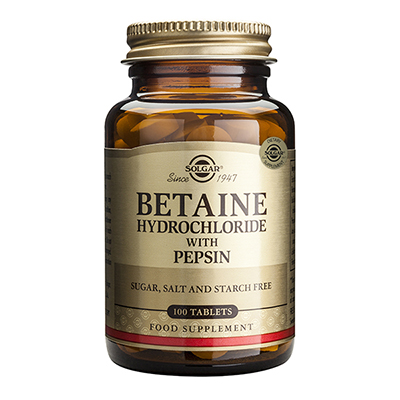 Solgar Betaine HCL with Pepsin 100 Tablets
